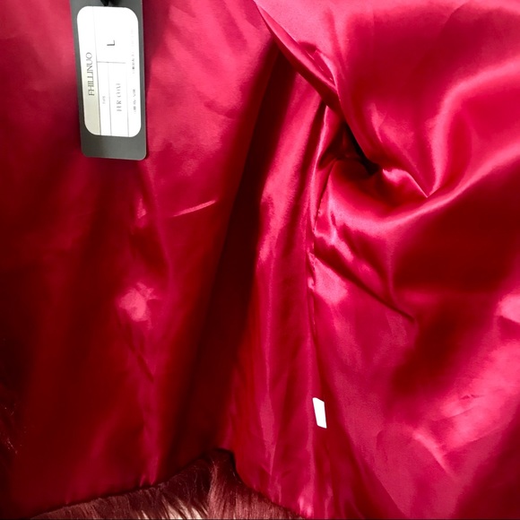 NWT Faux fur long hair burgundy coat - Picture 7 of 8